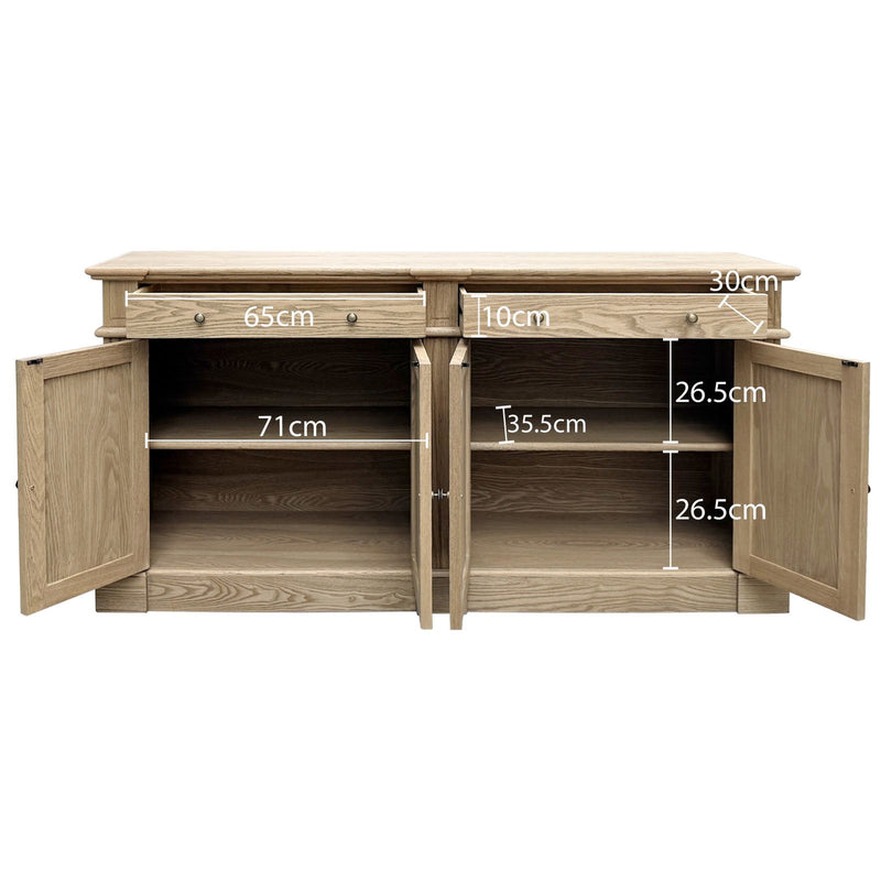 Harbourline Classic Hamptons Panelled Sideboard Buffet & Console Cabinet with 4 Doors & 2 Drawers