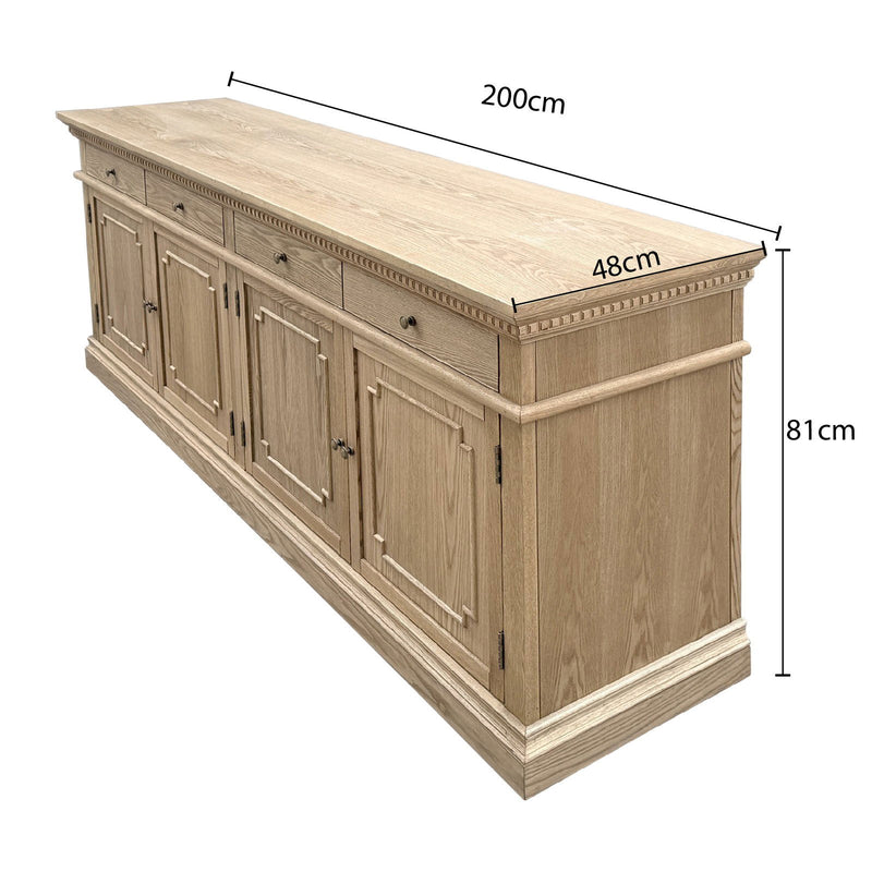 New England Hamptons 4 Drawers 4 Doors Sideboard Buffet & Console Cabinet