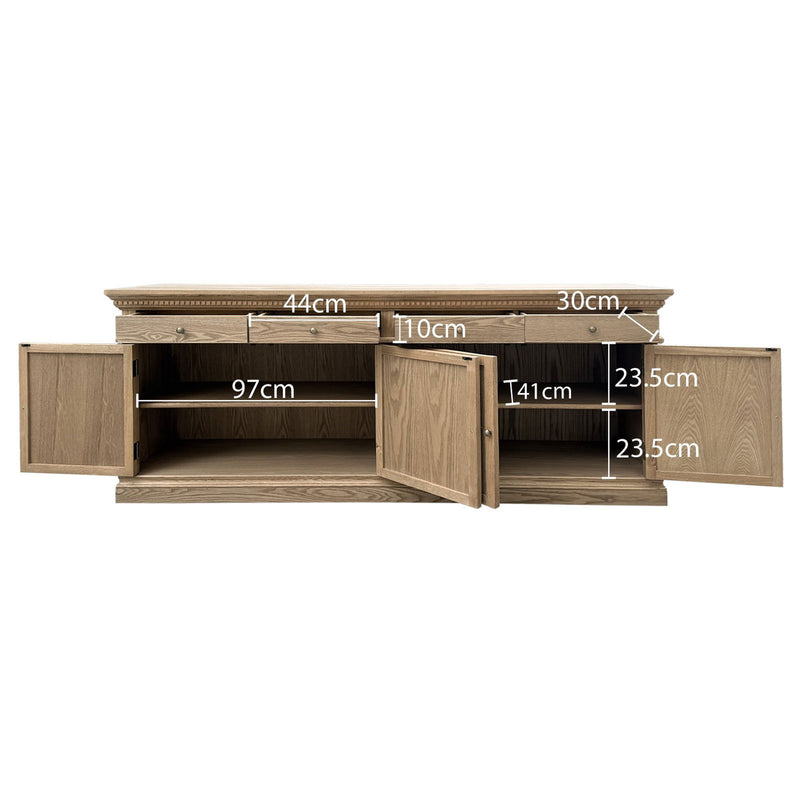 New England Hamptons 4 Drawers 4 Doors Sideboard Buffet & Console Cabinet