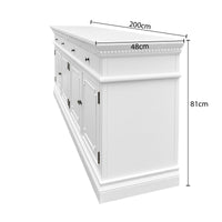 New England Hamptons 4 Drawers 4 Doors Sideboard Buffet & Console Cabinet