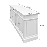 Harbourline Classic Hamptons Panelled Sideboard Buffet & Console Cabinet with 4 Doors & 2 Drawers