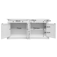 Harbourline Classic Hamptons Panelled Sideboard Buffet & Console Cabinet with 4 Doors & 2 Drawers