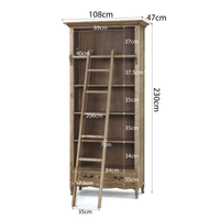 French Provincial Provence Extendable Library Bookcase Natural Ash with Ladder