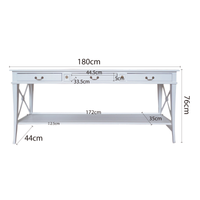 Hamptons Halifax Side Cross 3 Drawers Console Hall Table with Side Pull Out