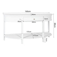 Hamptons Coastal Half-Moon Curve Hallway Console Table Dentil Molding Design