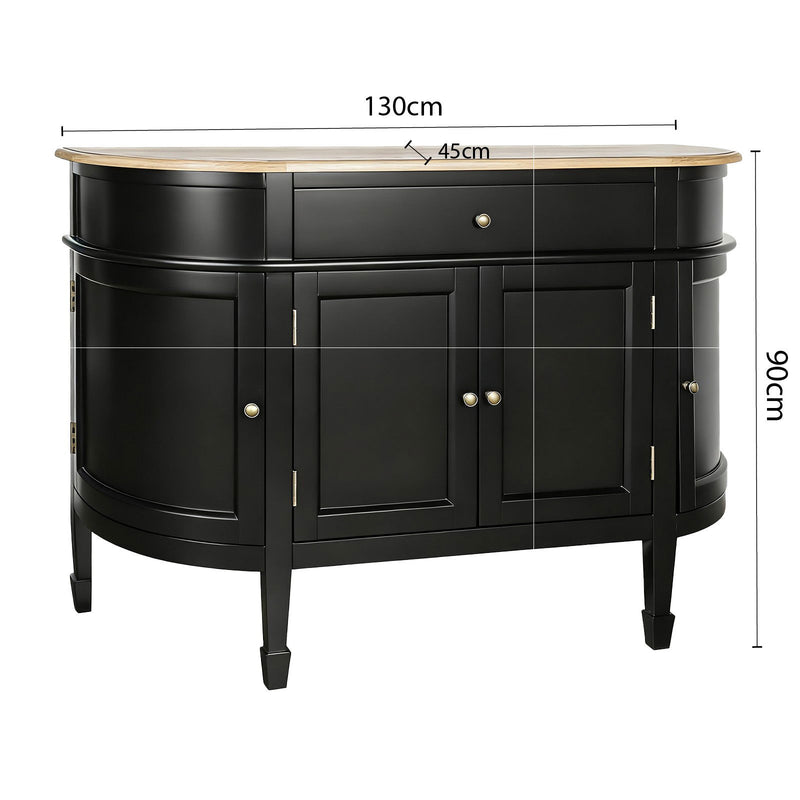 Hamptons Coastal Curve Sideboard Buffet & Ash Top Console Cabinet