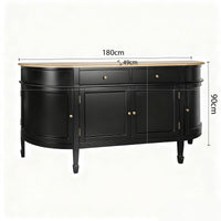 Hamptons Coastal Curve Ash Top Sideboard Buffet & Two Drawers Console Cabinet