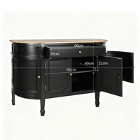 Hamptons Coastal Curve Sideboard Buffet & Ash Top Console Cabinet