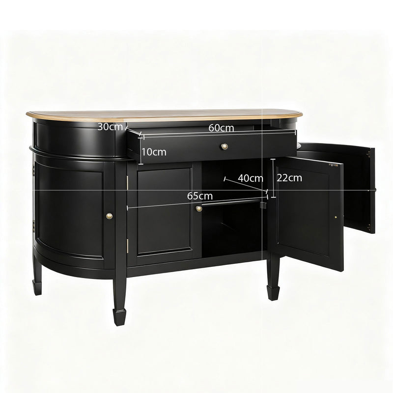 Hamptons Coastal Curve Sideboard Buffet & Ash Top Console Cabinet