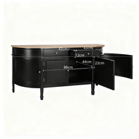 Hamptons Coastal Curve Ash Top Sideboard Buffet & Two Drawers Console Cabinet