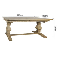 Classic Hamptons Natural Ash Extendable Pedestal Dining Table 180–260cm( Starting 6-8 seater)