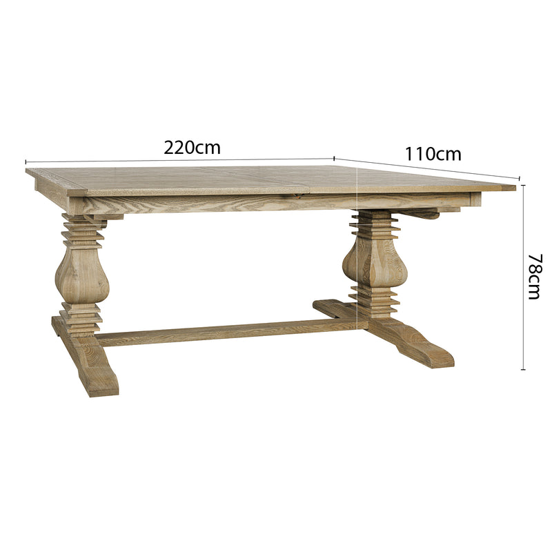 Classic Hamptons Natural Ash Extendable Pedestal Dining Table 180–260cm( Starting 6-8 seater)