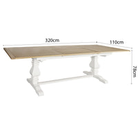 Hamptons Chateau 220-320cm Extendable Rectangular Trestle Dining Table