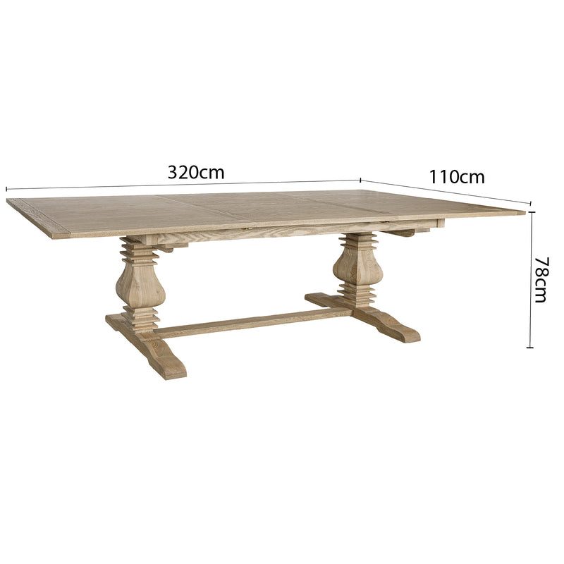 Classic Hamptons Natural Ash Extendable Pedestal Dining Table 180–260cm( Starting 6-8 seater)