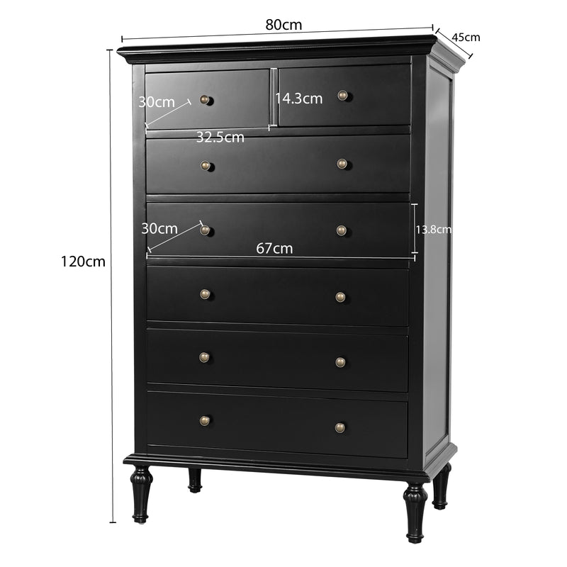 Hamptons Heritage / Providence  7 -Drawer Tallboy Dresser with Classic Turned Legs