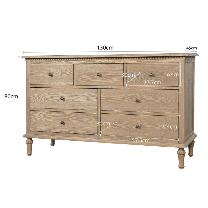 Hamptons Heritage 7 -Drawer Tallboy Dresser with Classic Turned Legs and Dentil Molding Design