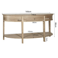 Hamptons Coastal Half-Moon Curve Hallway Console Table Dentil Molding Design