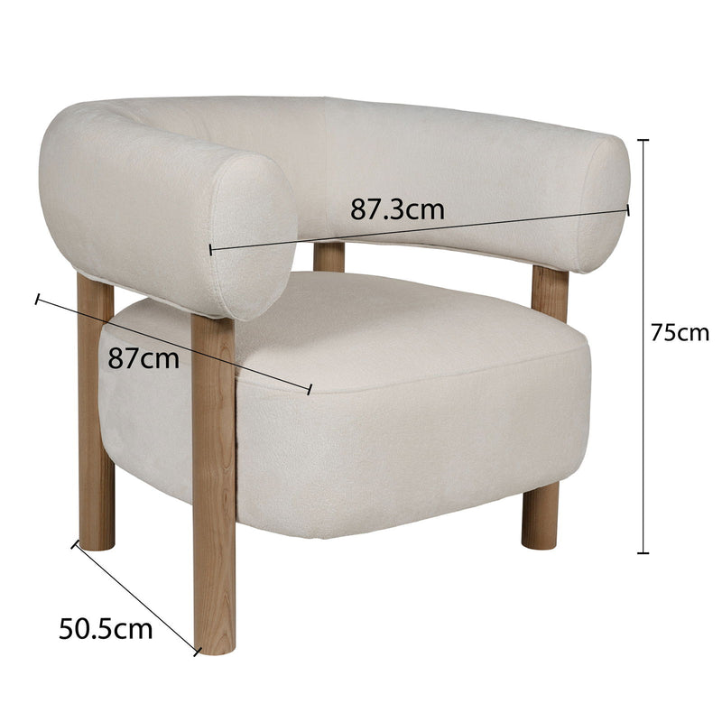 Scandi-Modern Tub Accent Chair with Latte and Butter Cream Colour