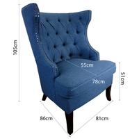 French Provincial Chesterfield Oxford Upholstered Wingback Lounge Armchair Sofa