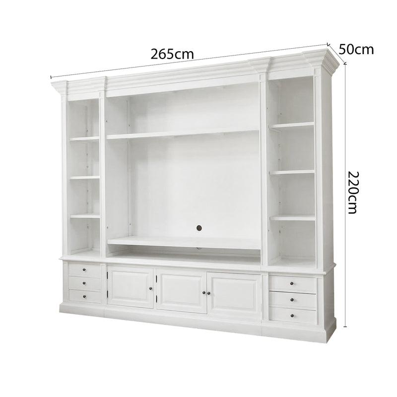 Hamptons Coastal White Entertainment Unit Cabinet with Optional Solid Hardwood Upgrade