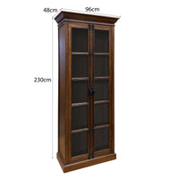 French Provincial Casement Double Door Glass Display Cabinet Bookcase