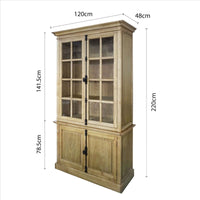 French Provincial Casement Double Glass Door Display Buffet and Hutch Cabinet Bookcase
