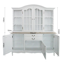 French Provincial Louis Glass Display Buffet and Hutch Kitchen Dresser Cabinet