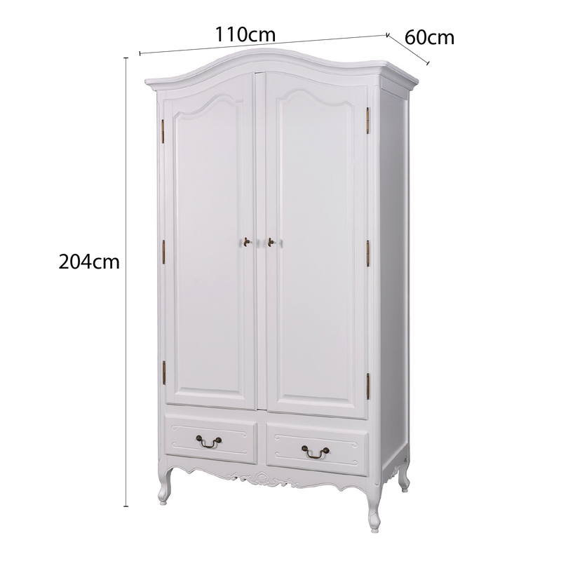 French Provincial Louis 2 Drawer Wardrobe