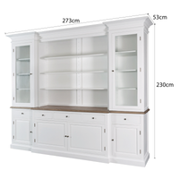 Hamptons Sorrento Buffet Sideboard Glass Hutch Open Bookcase