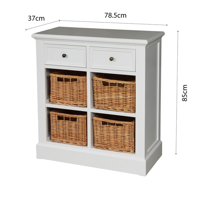 Hamptons Coastal 4 Basket Buffet Sideboard Cabinet