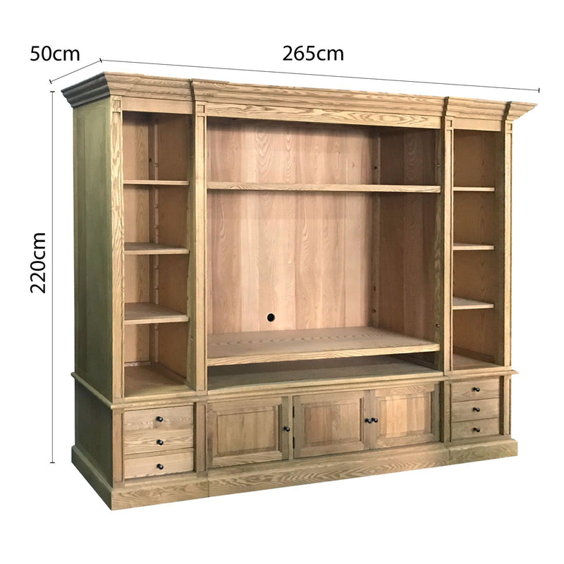 Hamptons Coastal Natural TV Entertainment Wall Unit Cabinet