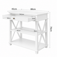Hamptons Coastal Cross 1 Drawer Bedside Table with Shelf