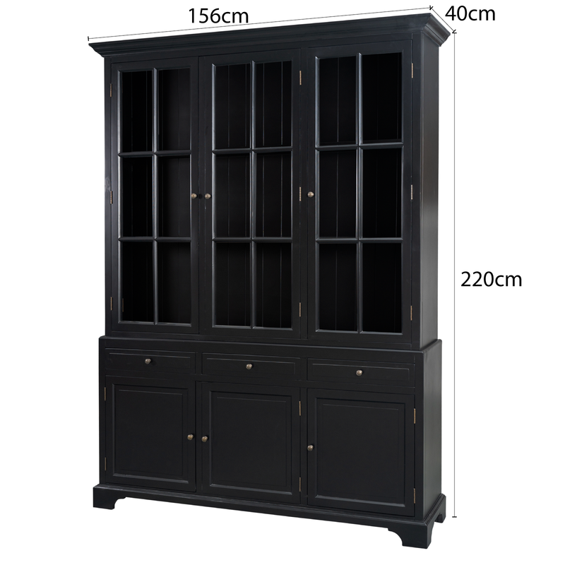 Hamptons Coastal Buffet and Hutch Glass Display Cabinet Bookcase