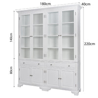 Hamptons Coastal Glass Display Cabinet Bookcase