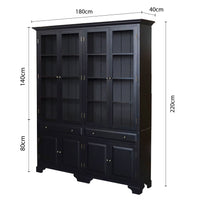 Hamptons Coastal Glass Display Cabinet Bookcase