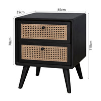 Contemporary Modern Scandinavian Nordic Rattan Bedside Table