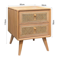 Contemporary Modern Scandinavian Nordic Rattan Bedside Table