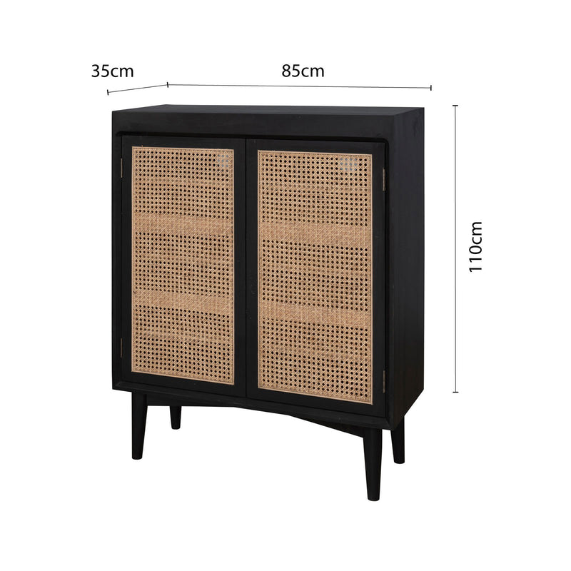 Contemporary Scandinavian Nordic Rattan Storage Cabinet