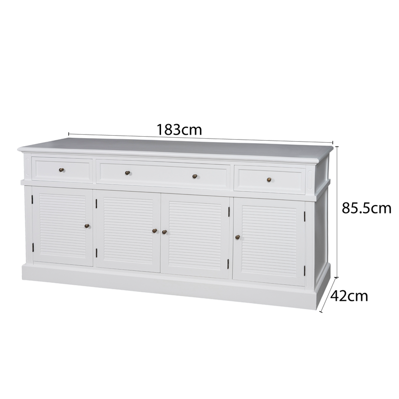 Hamptons Coastal Seaside Louvre Door Sideboard Buffet