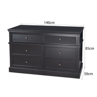 Hamptons Coastal Seaside 6 Drawer Chest Tallboy Cabinet