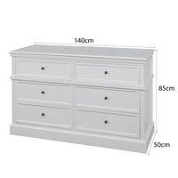 Hamptons Coastal Seaside 6 Drawer Chest Tallboy Cabinet