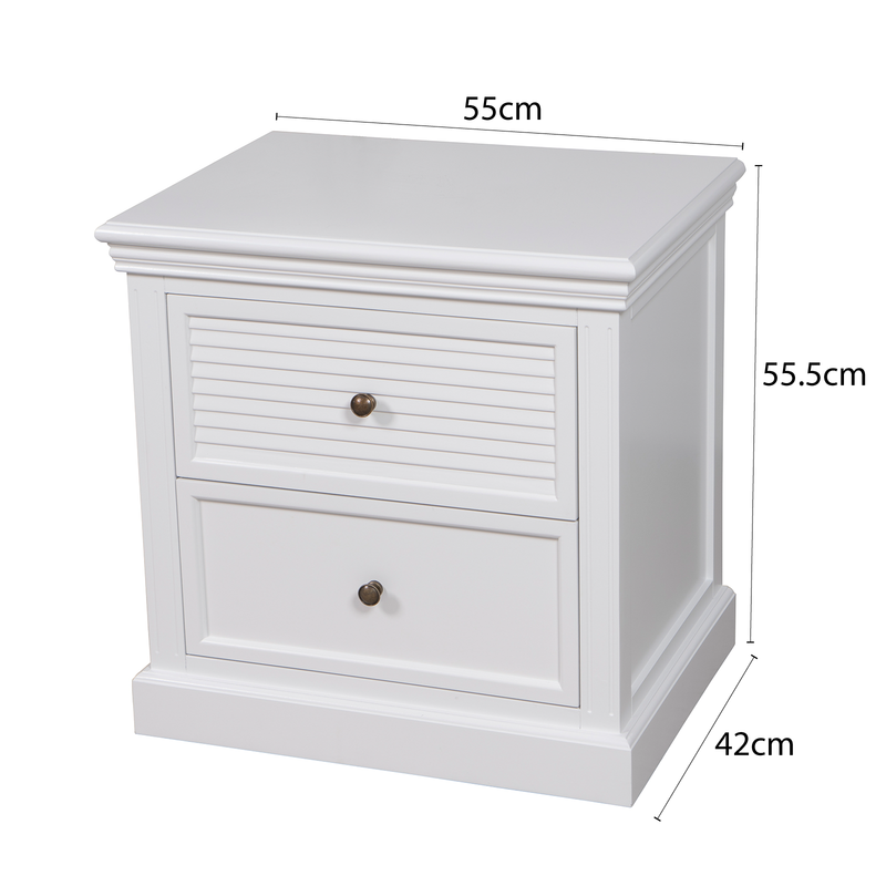 Hamptons Coastal Seaside 2 Drawer Bedside Table