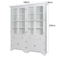 Hamptons Coastal Glass Display Cabinet Bookcase