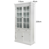 Hamptons Coastal 2 Glass Door Display Cabinet Bookcase