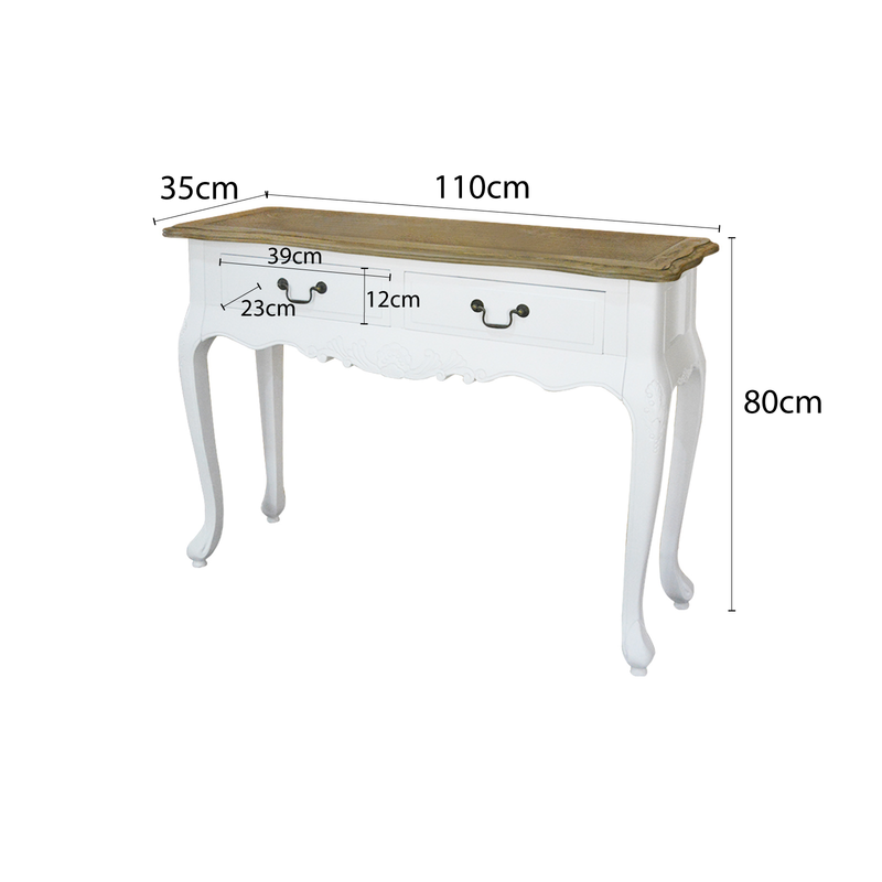 French Provincial Louis 2 Drawer Console Hall Table