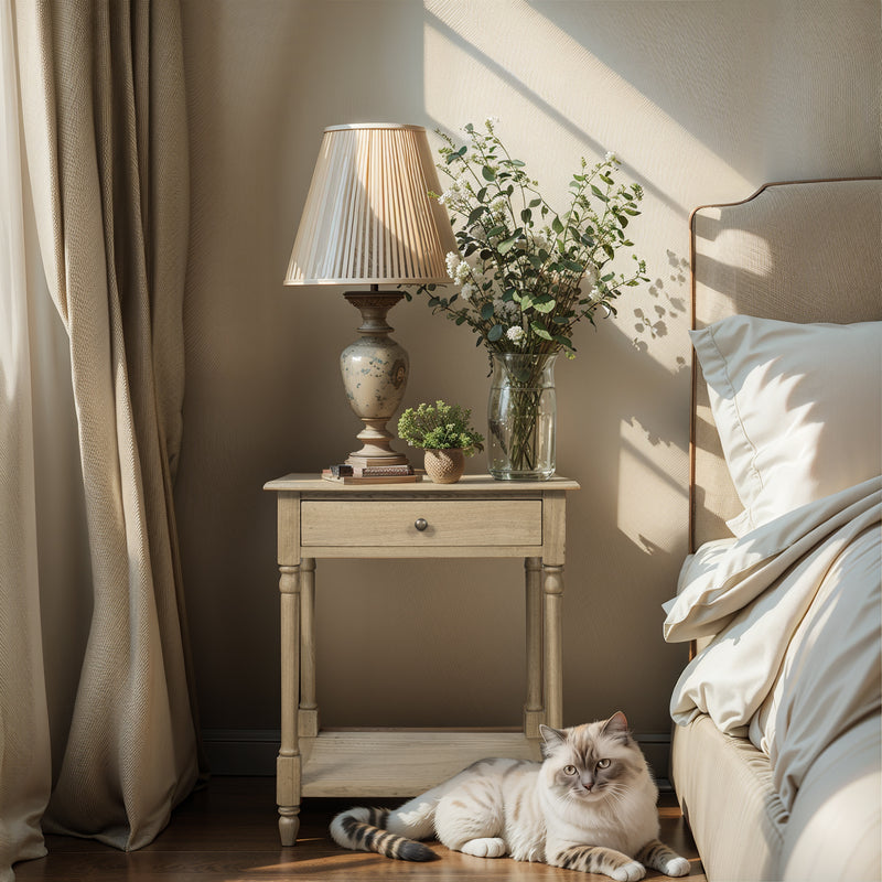 French Provincial Country Bedside Lamp Table