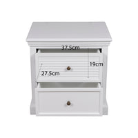 Hamptons Coastal Seaside 2 Drawer Bedside Table(Upgraded Height)