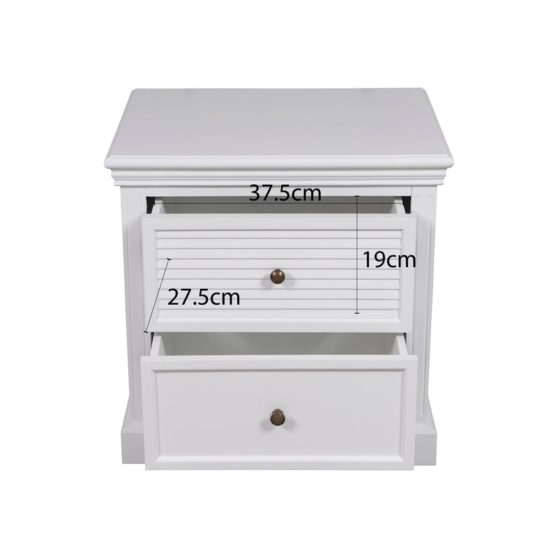 Hamptons Coastal Seaside 2 Drawer Bedside Table(Upgraded Height)