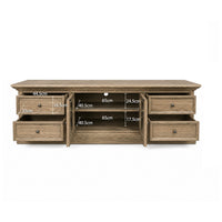Hamptons Halifax TV Entertainment Unit with 4 Drawers Glass Doors Storage 180cm