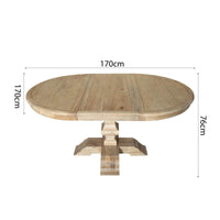 French Provincial Farmhouse Extendable Round Pedestal Dining Table